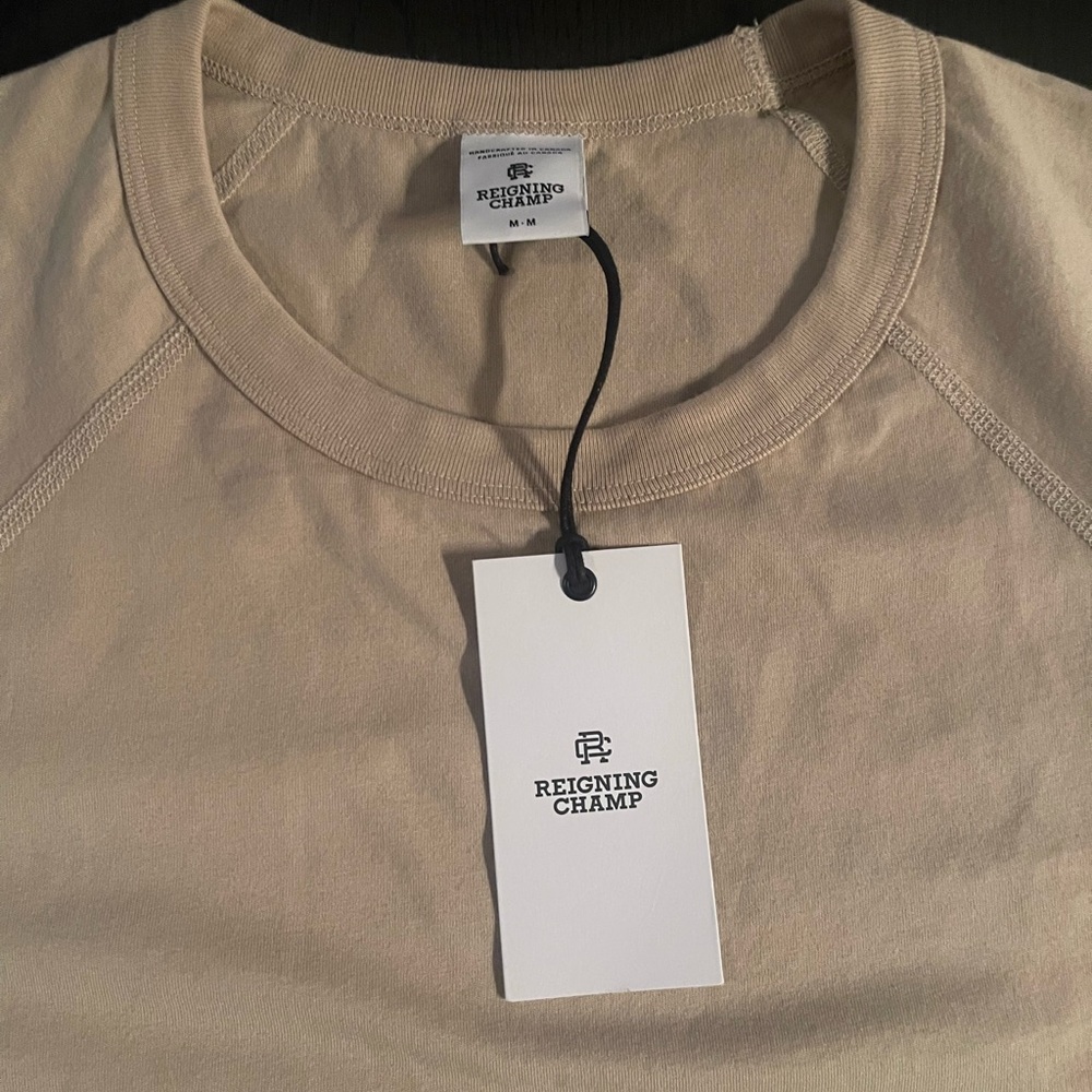 REIGNING CHAMP Lightweight Jersey Raglan T-shirt Medium / Dune / Slim